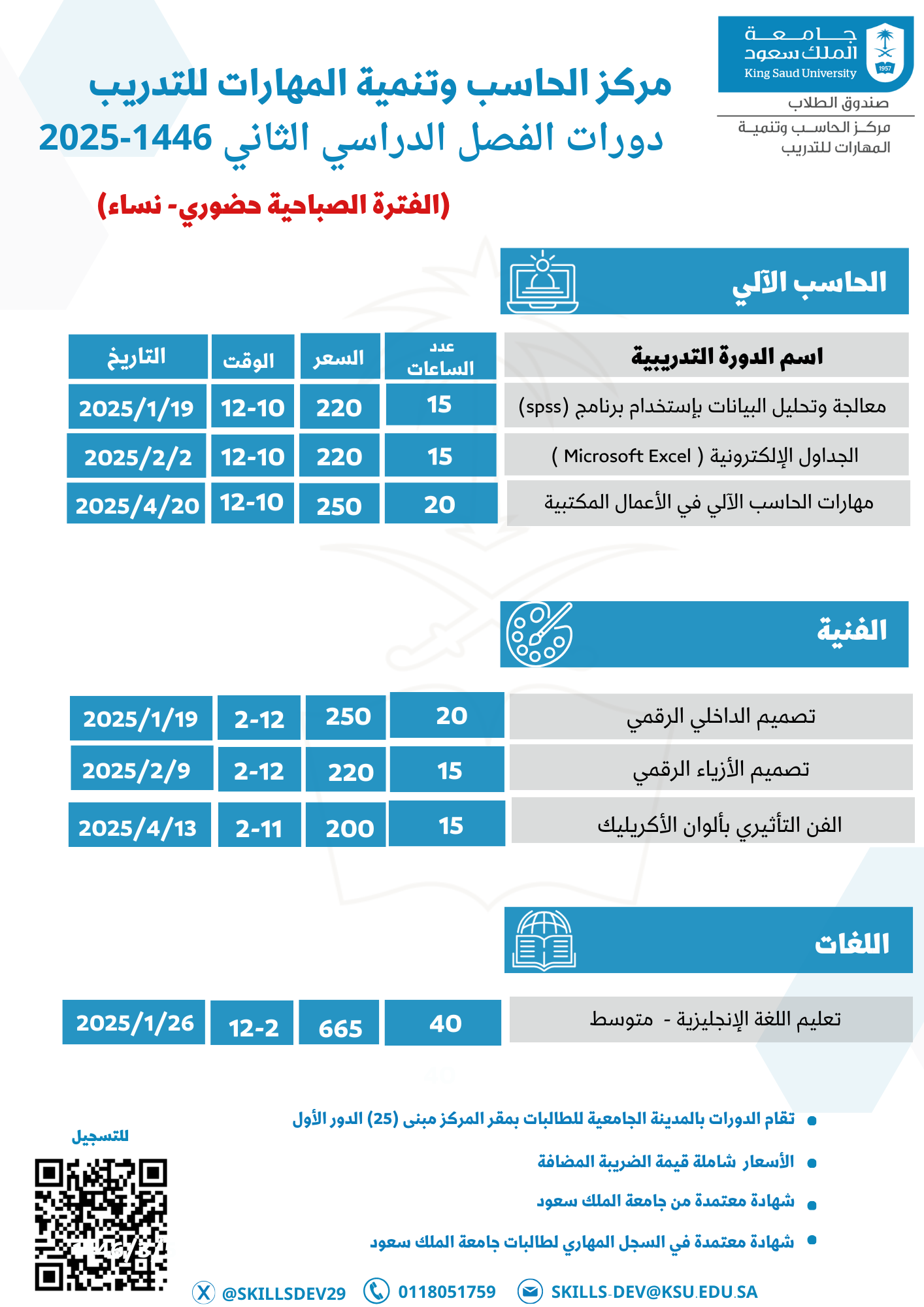 مركز الحاسب وتنمية المهارات للتدريب للفصل الدراسي الثاني 1446