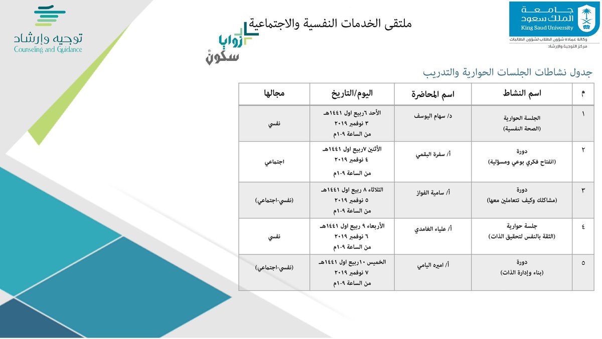 مركز التوجيه والإرشاد عمادة شؤون الطلاب